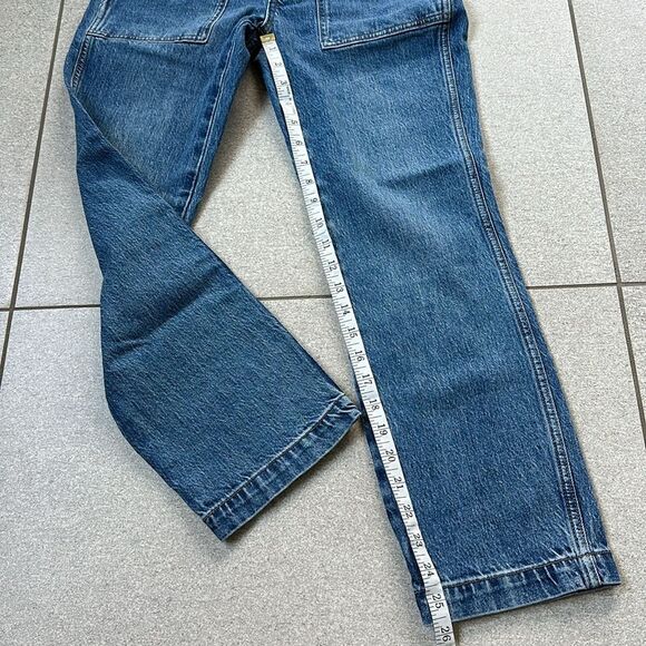 NWT J. Crew Patch Pocket Straight Leg Mid-rise Cropped Denim Blue Jeans Sz 0/25 - Picture 12 of 13